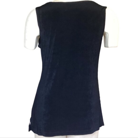 Chico's Travelers Tank Top Chain Mesh Sz 1 (M/8) Black Silver Gold 105M - Picture 5 of 10